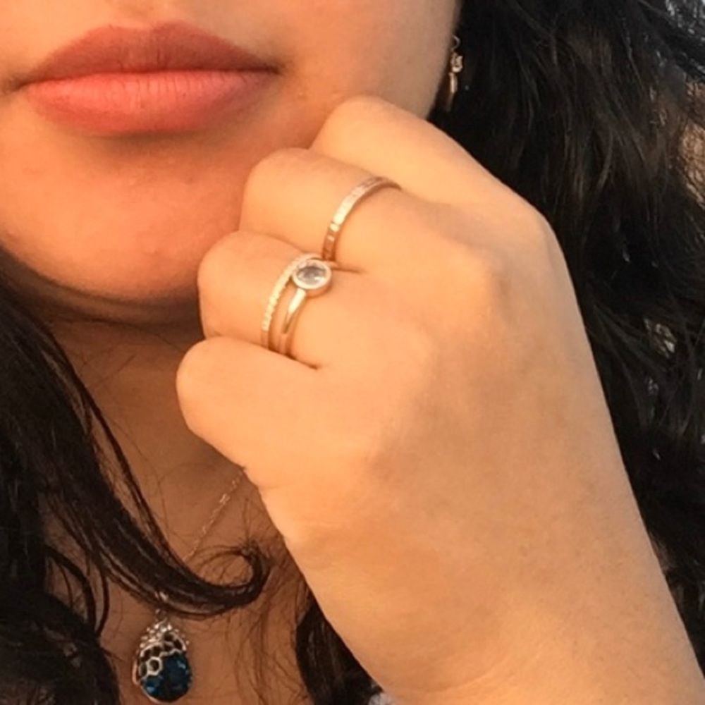 SOLD. BlueGreen Sapphire 14kt Gold Bezel Ring